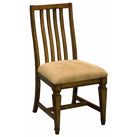 Slat Back Side Chair with Fabric Seat
